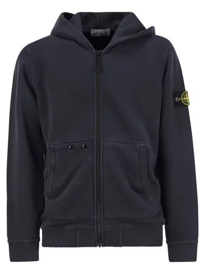 Stone Island Hoodie And Badge In Blue