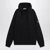 Stone Island Brushed Organic Cotton Fleece Oversized Fit Hoodie Clothing In Black