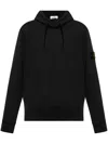 Stone Island Grey Hoodie With Removable Compass Logo Applied On The Sleeve In Cotton Man In Black