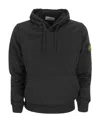 Stone Island Grey Hoodie With Removable Compass Logo Applied On The Sleeve In Cotton Man In Black