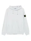 Stone Island Men's White Logo-badge Relaxed-fit Cotton-jersey Hoody In Blue
