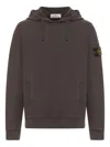 Stone Island Lead Grey Brushed Organic Cotton Hoodie In Brown