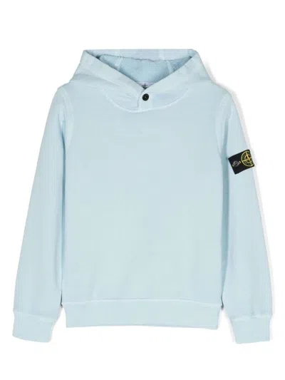 Stone Island Mini Iconic Hoodie For Boys In Blue