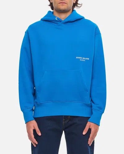 Stone Island Logo-print Cotton Hoodie In Blue