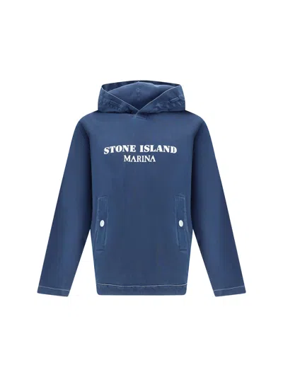 Stone Island Hoodie In Blue