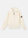 Stone Island Hooded Zipper-up Sweatshirt In White