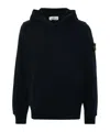 Stone Island Black Cotton Hoodie With Logo Patch In Black