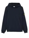 Stone Island Classic Black Hooded Sweatshirt In Blue