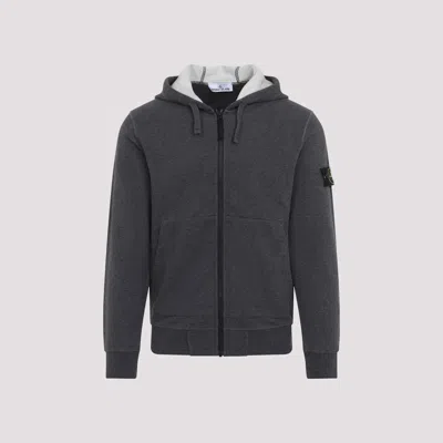 Stone Island Hoodie Sweater In Melange Dark Grey
