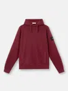 Stone Island Regular-fit Hooded Sweatshirt With Pouch Pocket In Red