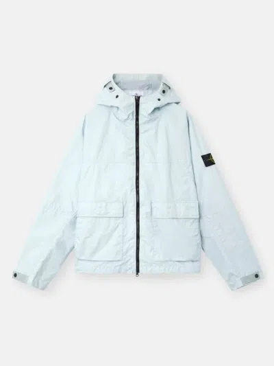 Stone Island Hoodie Waterproof Jacket In Blue