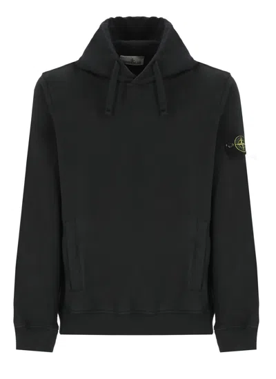 Stone Island Felpa In Cotone Con Motivo Bussola In Black