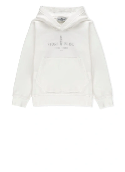 Stone Island Kids' Hoodie With Logo In White