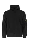 Stone Island Hoodie With Zip And Sleeve Pockets In Black