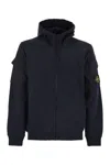 Stone Island Hoodie With Zip And Sleeve Pockets In Blue