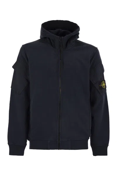 STONE ISLAND STONE ISLAND HOODIE WITH ZIP AND SLEEVE POCKETS