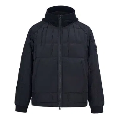 Stone Island Hoody Zip-up Jacket 'black' In Blue