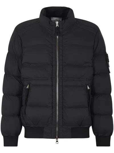 Stone Island Horizontal Quilted Black Puffer Jacket