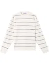 Stone Island Oversized Fit Crewneck Sweatshirt With Stripes And Lettering In Neutral