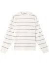 Stone Island Oversized Fit Crewneck Sweatshirt With Stripes And Lettering In White