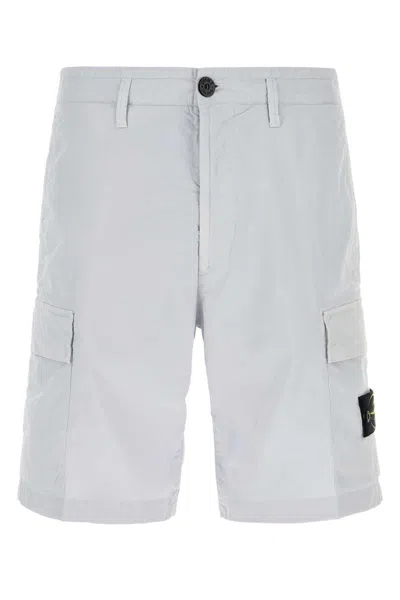 Stone Island Ice Stretch Cotton Bermuda Shorts In White