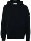 Stone Island Black Hoodie With Subtle Logo Patch In Blue