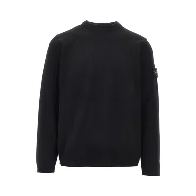 Stone Island Icro Stitch Organic Cotton Sweater In Black