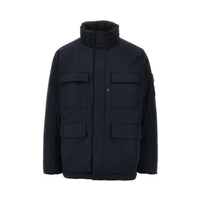 Stone Island Icro Twill Padded Field Jacket In Blue