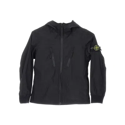 Stone Island Indbreaker Jacket With Logo Badge Kids In Black
