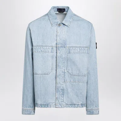 Stone Island Indigo Denim Raw Coach Jacket In Blue
