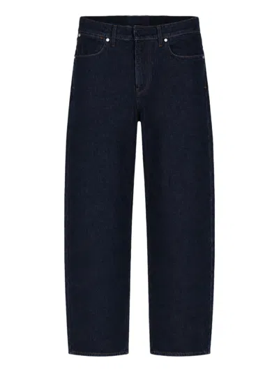 Stone Island Indigo Straight-leg Trousers With Classic Five-pocket Design In Blue
