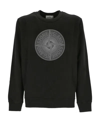 Stone Island Industrial One Cotton Sweatshirt In Black