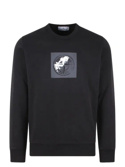 Stone Island Logo-print Cotton Sweatshirt In Black