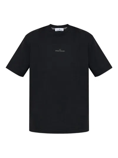 Stone Island Industrial Print Combed Cotton Jersey T-shirt Clothing In Black