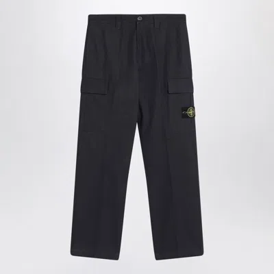 Stone Island Ink-coloured Cargo Pants In Black