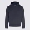 Stone Island Hooded Sweatshirt With Front Pocket And Ribbed Cuffs In Blue