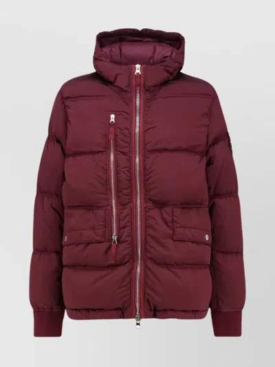 Stone Island Insulated Hooded Nylon Jacket In Burgundy