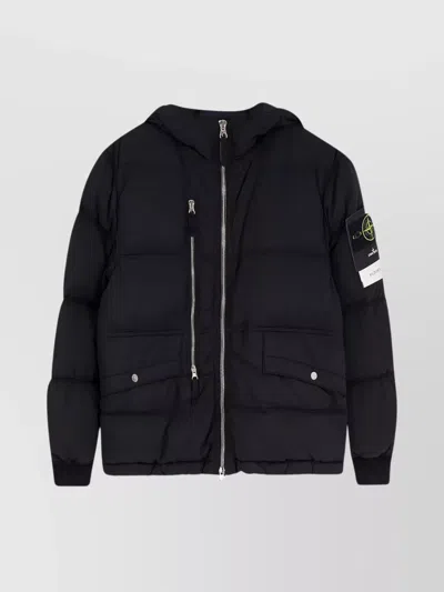 Stone Island Insulated Hooded Quilted Jacket In Black