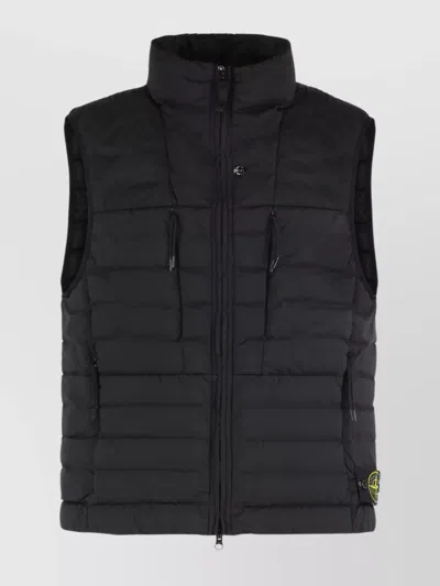 Stone Island Insulated Sleeveless Vest Zip Pockets In Black