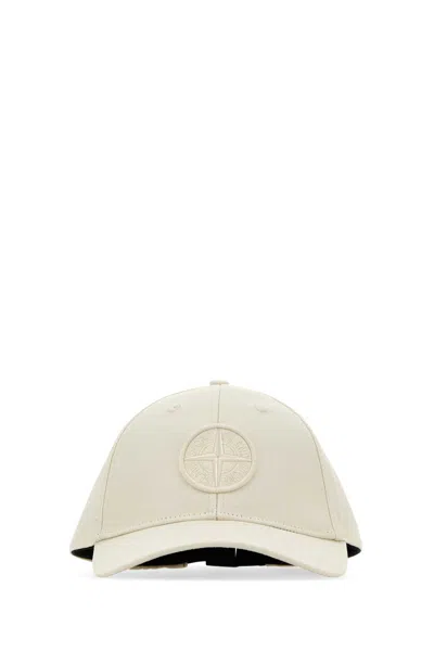 Stone Island Ivory Cotton Baseball Cap In Neutral