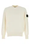 STONE ISLAND IVORY COTTON BLEND SWEATER