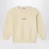 Stone Island Ivory Cotton Crewneck Sweatshirt With Logo In Brown