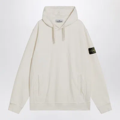 Stone Island Ivory Cotton Hoodie In White