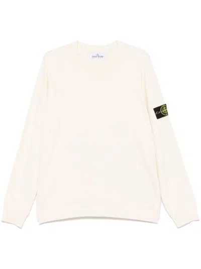 STONE ISLAND IVORY COTTON LIGHTWEIGHT SWEATER