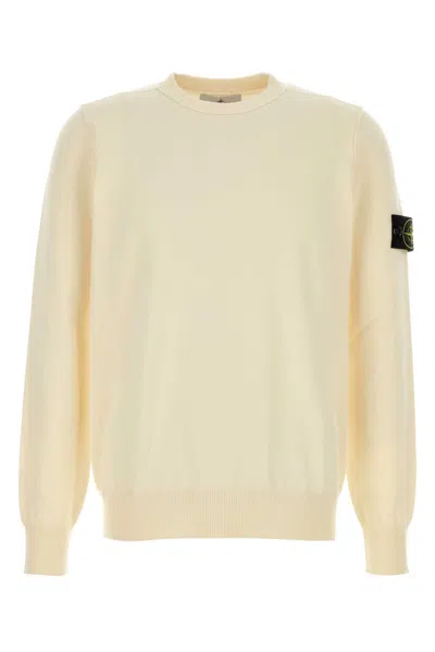 STONE ISLAND STONE ISLAND IVORY COTTON SWEATER
