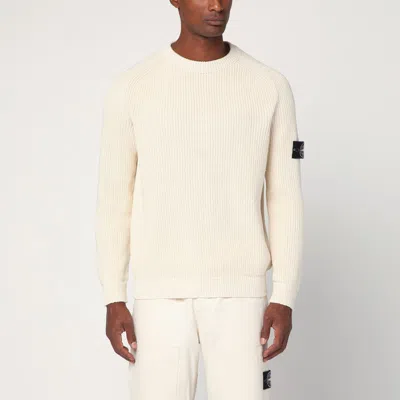 Stone Island Ivory Cotton Sweater In Neutral