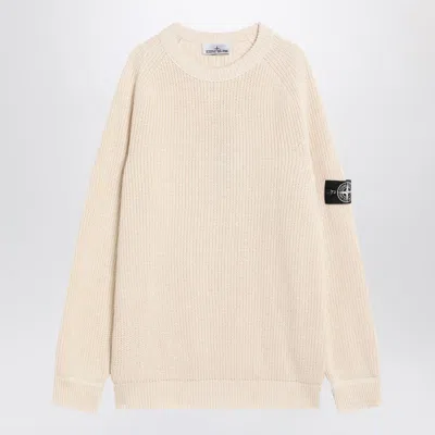 Stone Island Ivory Cotton Sweater Men In Neutral