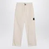 Stone Island Logo Patch Straight-leg Chino Pants In Neutral