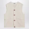 Stone Island Ivory Cotton Vest
