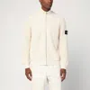 Stone Island Ivory Cotton Zip-up Cardigan In White